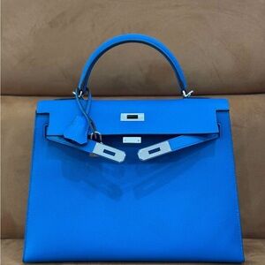 Hermes Kelly sellier 32 Bleu Zanzibar